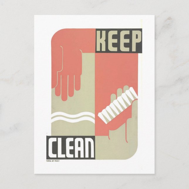 Poster WPA vintage : Carte postale "Keep Clean" Hy (Devant)