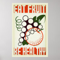 Poster WPA vintage, Manger sainement, Manger des f