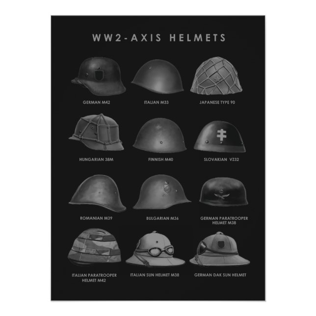 Poster WW2 - Axis Helmets  (Devant)