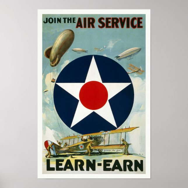 Poster WWI Air Service, 1917. Vintage (Devant)