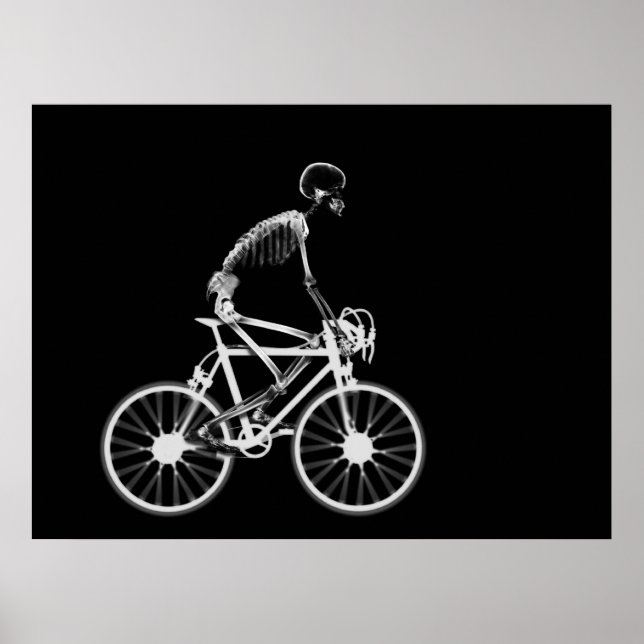 POSTER - X RAY SKELETON BIKING BLACK GRAY (Devant)