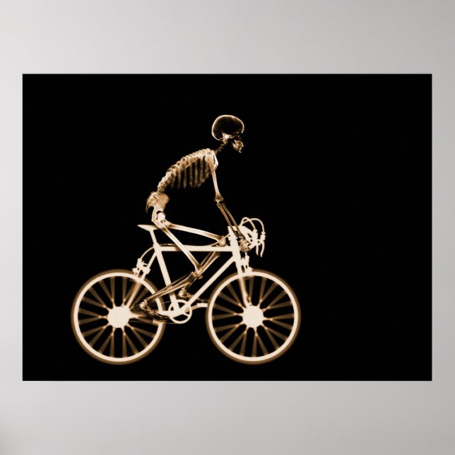 POSTER - X-RAY SKELETON BIKING BLACK ORANGE (Devant)