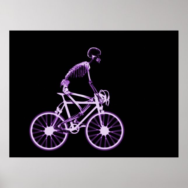 POSTER - X-RAY SKELETON BIKING BLACK PURPLE (Devant)
