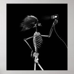 POSTER - X RAY SKELETON CHEVEUX STYLING B&W