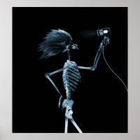 POSTER - X RAY SKELETON CHEVEUX STYLING BLEU