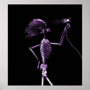 POSTER - X RAY SKELETON CHEVEUX STYLING PURPLE