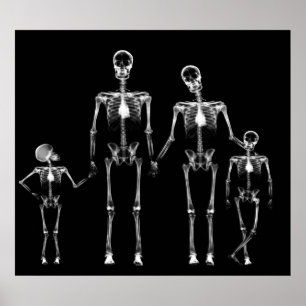 POSTER - X RAY SKELETON FAMILLE NOIR & BLANC