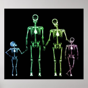 POSTER - X RAY SKELETON FAMILLE NOIR ORIGINAL