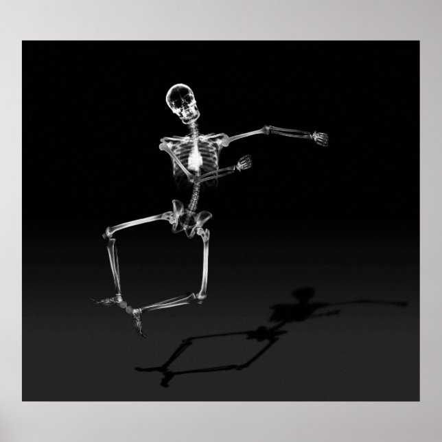 POSTER - X RAY SKELETON JOY LEAP BLK B&W (Devant)