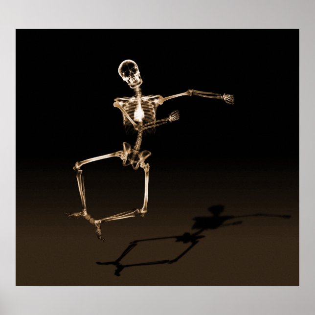 POSTER - X RAY SKELETON JOY LEAP LEAP NOIR SEPIA (Devant)