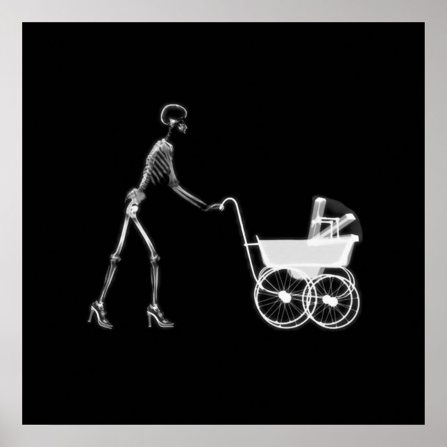Poster X-Ray Skeleton Mom & Baby - Original B&W (Devant)