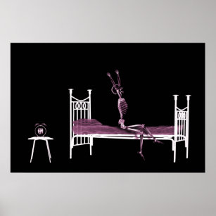 Poster - X-Ray Skeleton noir rose