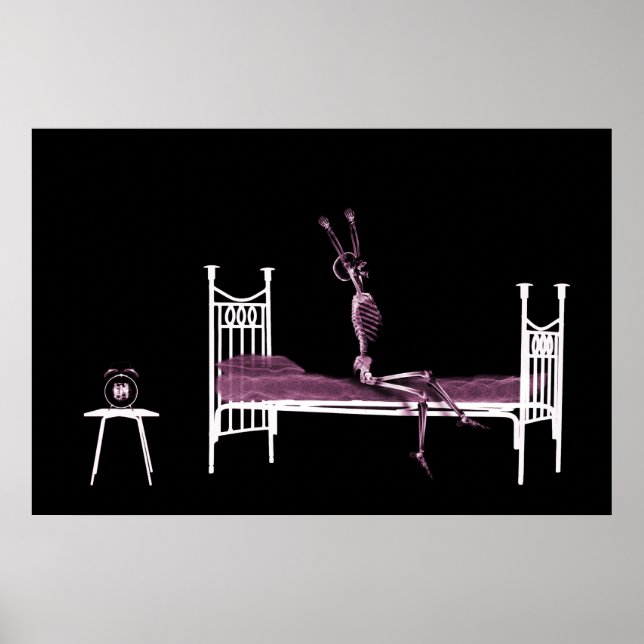 Poster - X-Ray Skeleton noir rose (Devant)