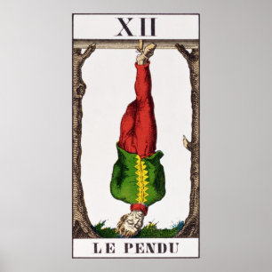 Poster XII l'homme pendu, carte de tarot