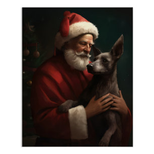 Poster Xoloitzcuintli avec le Père Noël Fête de Noël