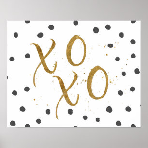 Poster "XOXO" Embrous & Baisers Faux Gold Dot