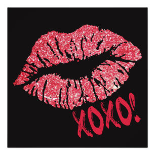 Poster XOXO Lèvres Parties scintillant rouges