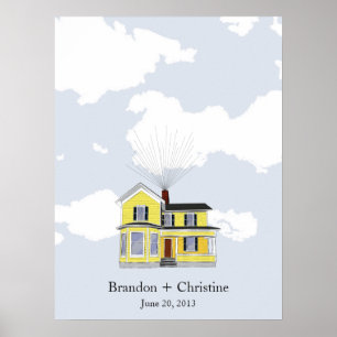 Poster Yellow Floating Home Fingerprint Guestbook