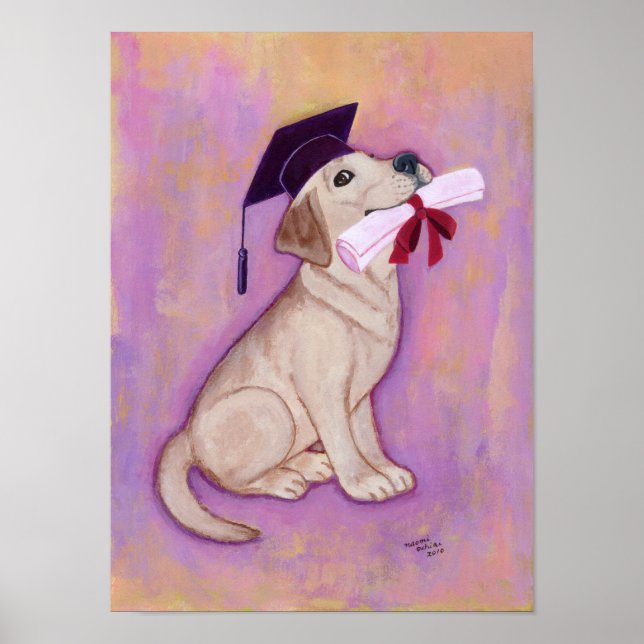Poster Yellow Labrador Graduation Artwork (Devant)