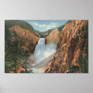 Poster Yellowstone, WY - Great Falls et grand