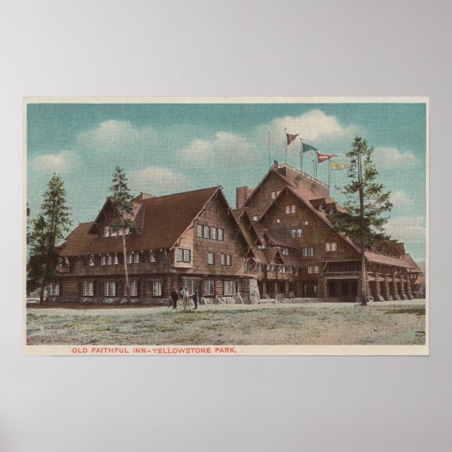 Poster Yellowstone, WYView of Whole Old Faithful Inn (Devant)