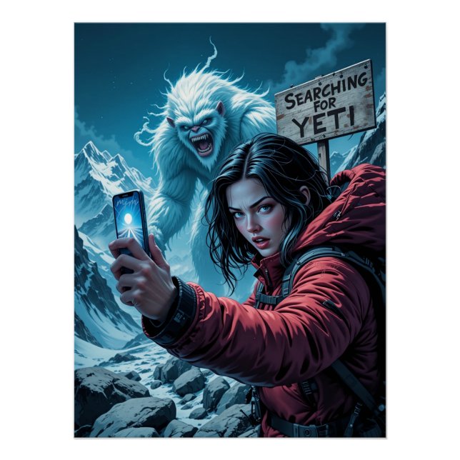 Poster Yeti Bigfoot Sasquatch Selfie (Devant)