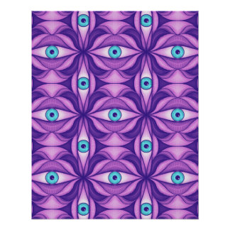 Poster Yeux bleus dans un feuillage pourpre Art botanique