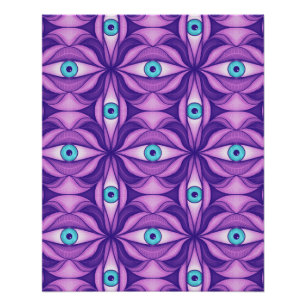 Poster Yeux Bleus Quirky Dans Motif Mystique Violet
