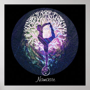 Poster Yin Yang, Arbre de Vie, Namaste Yoga