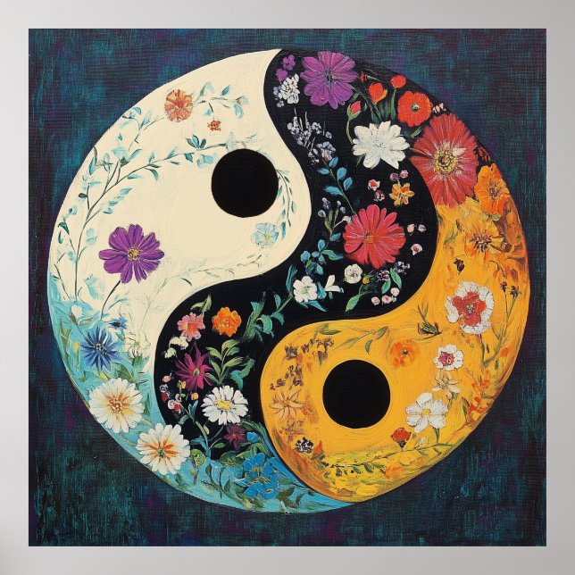 Poster Yin Yang Art - Poster coloré Yoga (Devant)