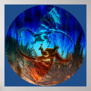 Poster Yin Yang Dragons