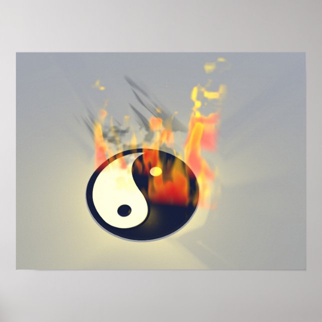 Poster Yin Yang en feu (Devant)