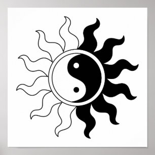 Poster Yin Yang symbole soleil