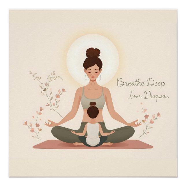 Poster Yoga Méditation Art Mère Enfant (Devant)