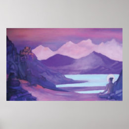 Poster Yogi & Monastère en Montagnes Tibétaines