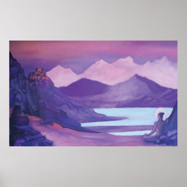 Poster Yogi & Monastère en Montagnes Tibétaines (Devant)