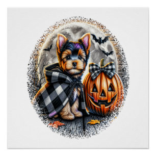 Poster Yorkie Chien Halloween