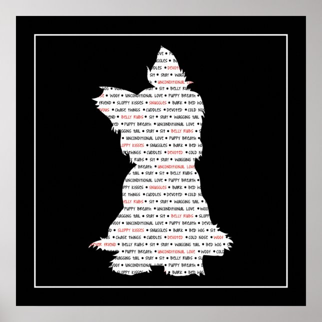 Poster Yorkie / Yorkshire Terrier Word Art (Devant)