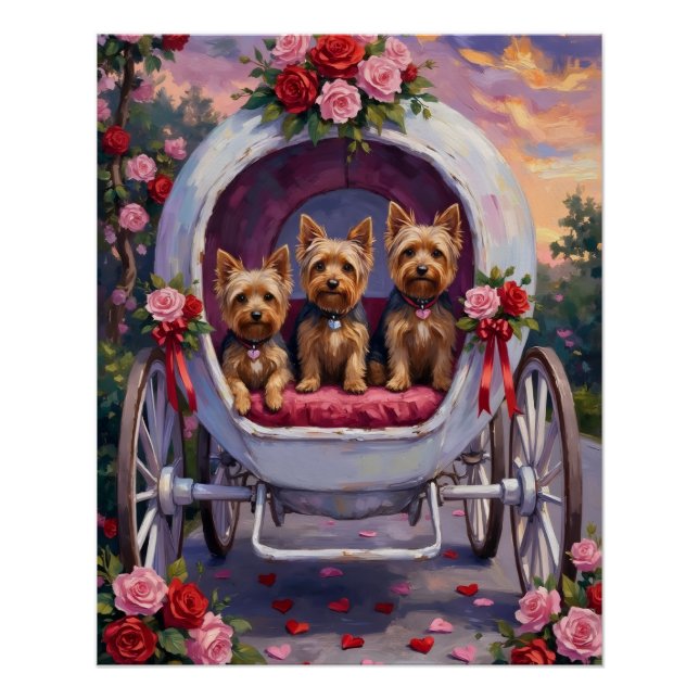 Poster Yorkshire Terrier Dog Valentine's Day (Devant)