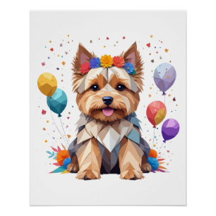 Poster Yorkshire Terrier Jouer adorable animal amusant mi