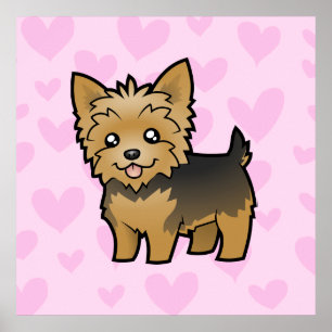 Poster Yorkshire Terrier Love (cheveux courts sans arc)