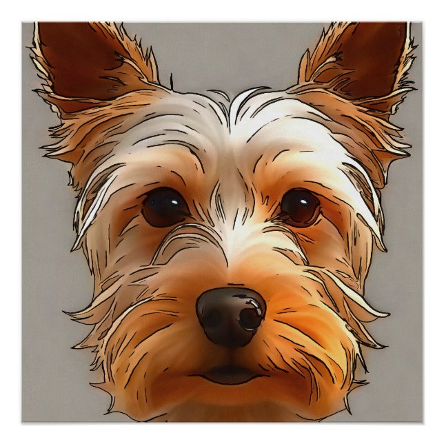 Poster Yorkshire Terrier Puppy Head Portrait (Devant)