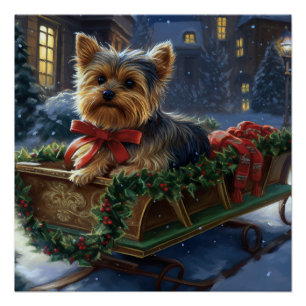 Poster Yorkshire Terrier Saison de Noël festive