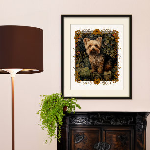 Poster Yorkshire Terrier Tapisserie Vintage Florale