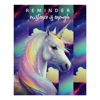Poster You Are Enough Reminder White Unicorn Inspiration