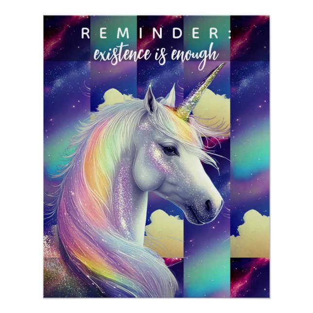 Poster You Are Enough Reminder White Unicorn Inspiration (Devant)