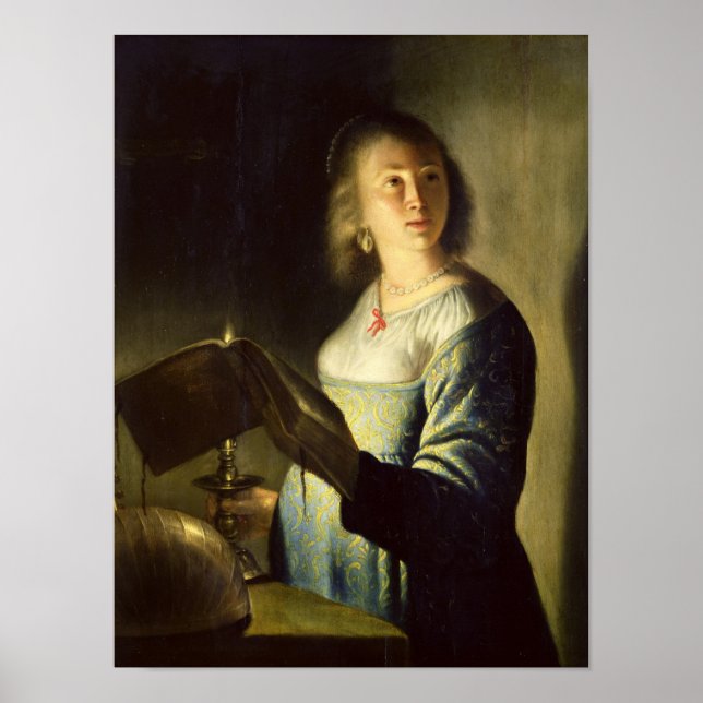 Poster Young Woman with a Candle (Devant)