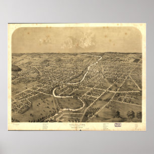 Poster Ypsilanti Michigan 1868 Antique Panoramic Map