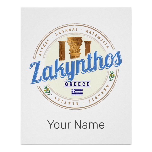 Poster Zakynthos Ile Grèce Vacances Souvenir Vintage (Devant)