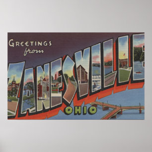 Poster Zanesville, Ohio - grandes scènes de lettre